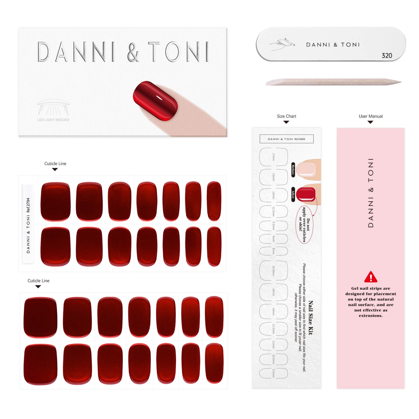 Fiery Scarlet Semi-Cured Gel Nail Strips | Red Blaze-2794